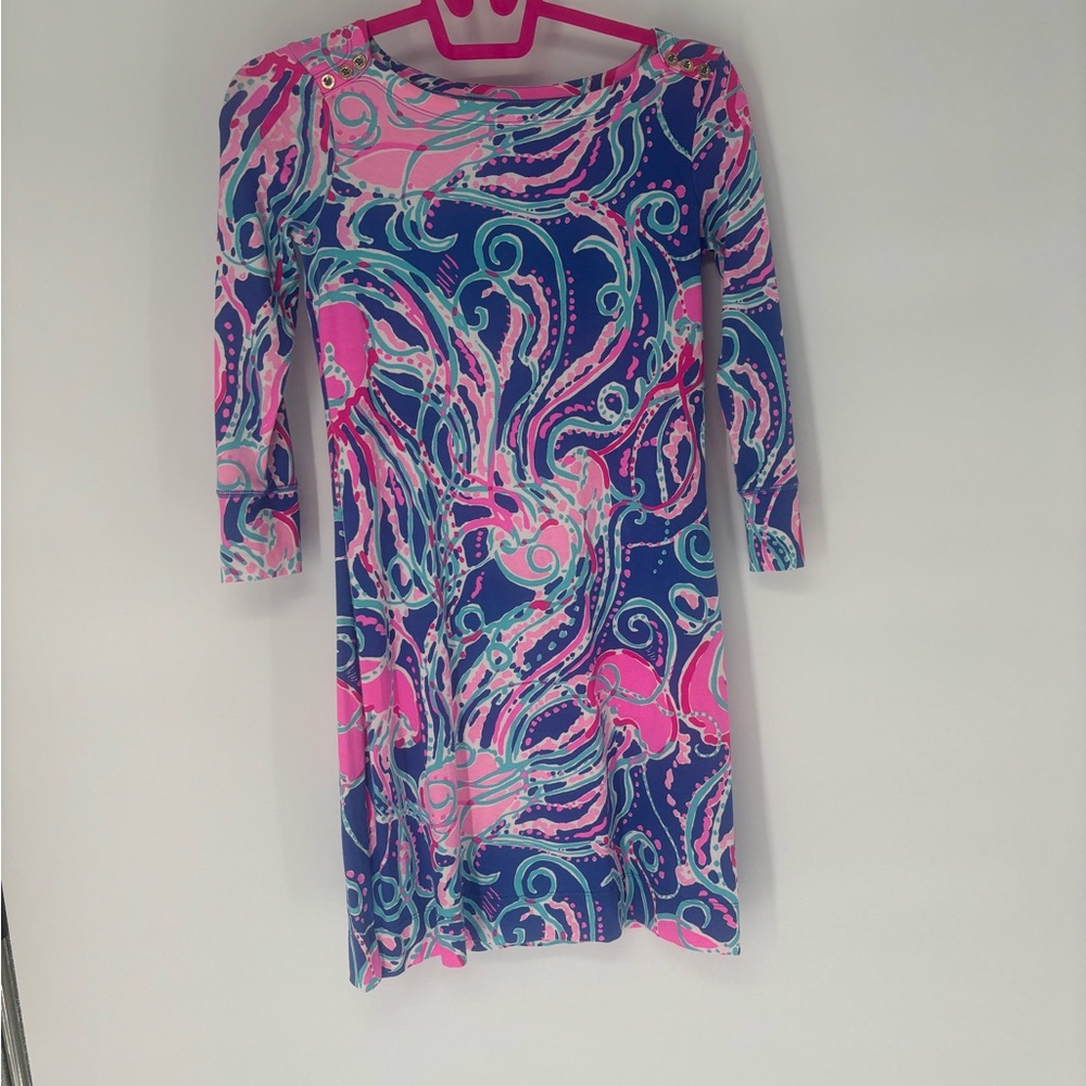 Lilly Pulitzer Colorful 3/4 Sleeve Mini Shirt Dress - Picture 2 of 7